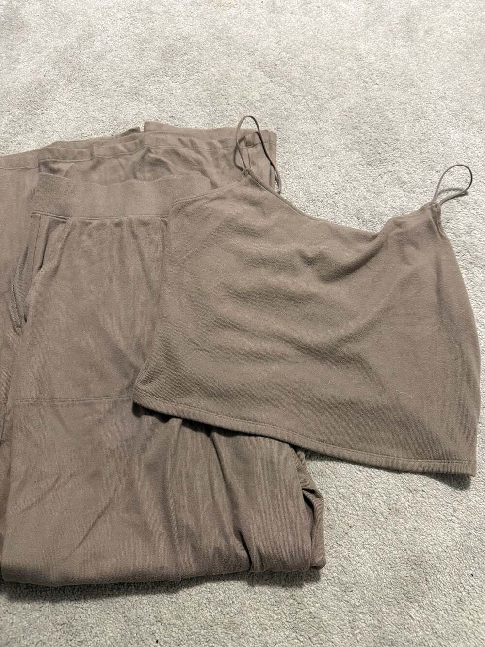 American Eagle AE Lounge Set Size XL Brown Ribbed Top Pants Co-Ord